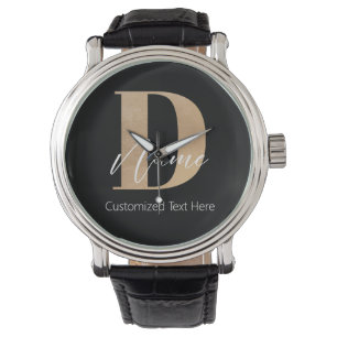Montre Moderne Monogramme Initiale D & Nom Personnalisé