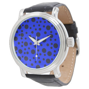Montre Moderne Simple Noir pois motif jaune point