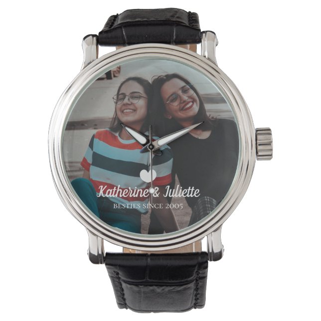 Montre Moderne White Heart Meilleur Ami Photo (devant)