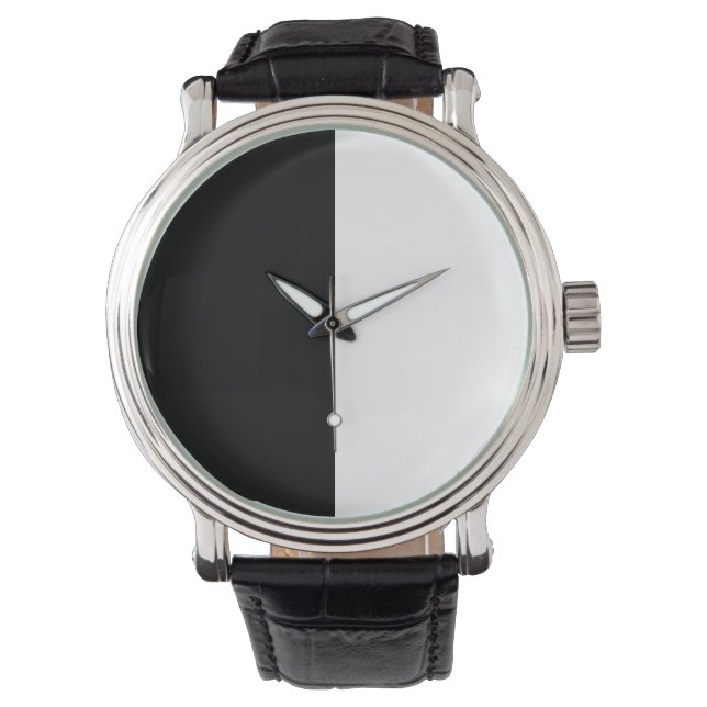 Montre moitié blanc noir moitié noir moitié noir blanc (devant)