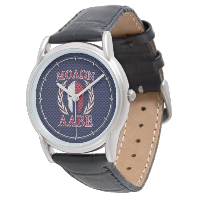 Montre Molon Labe Spartan Warrior Blue Carbon Fiber Print (Incliné)