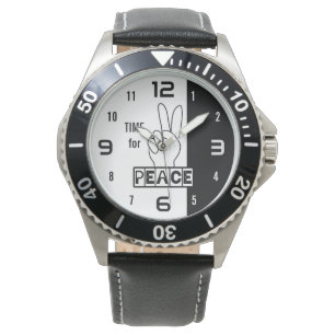 Montre Moment pour la Paix – Dessin de main noir et blanc