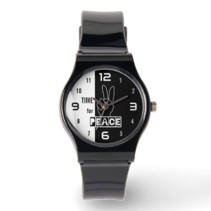 Montre Moment pour la Paix – Dessin de main noir et blanc