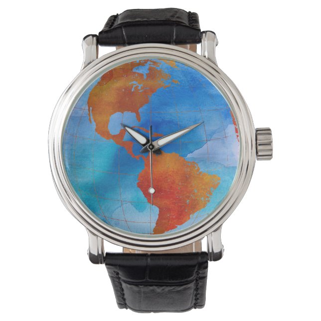 Montre Monde aquarelle (devant)