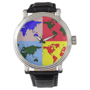 Montre monde graphique coloré heure