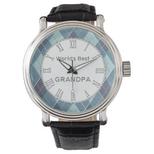 Montre Monde Meilleur grand Jacquard de golf bleu style g