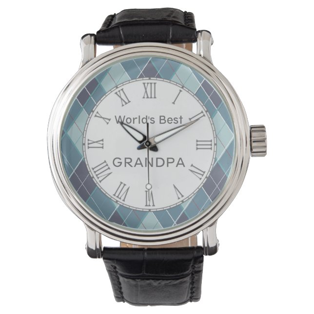 Montre Monde Meilleur grand Jacquard de golf bleu style g (devant)