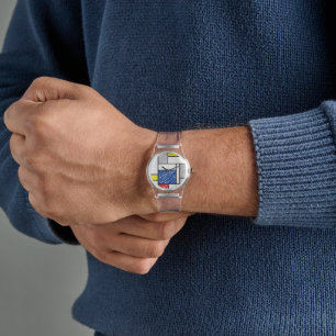 Montre Mondrian Gribouillages Minimaliste Art Moderne De