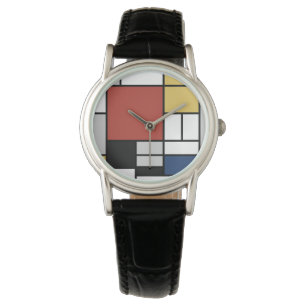 Montre Mondrian Peinture Rouge Plane Jaune Noir Gris Bleu