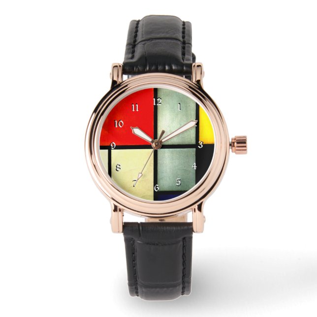 Montre Mondrian - Tableau 3, célèbre oeuvre abstraite Wat (Recto)
