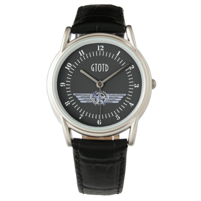 Montre Monogram Air Pilot Chrome Comme Star Wings Black (devant)