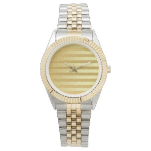 Montre Monogram Chic Striped Gold Parties scintillant fem