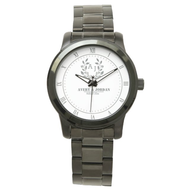 Montre  Monogram couple names Botanical Elegant (devant)