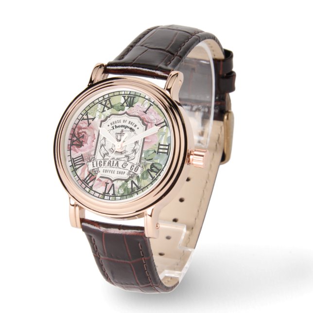 Montre Monogram romantic pink and green botanical French (Angle)