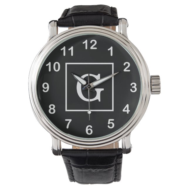 Montre Monograme de Black White Framed Initial (devant)