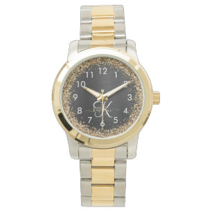 Montre Monogramme à étincelle noire à Parties scintillant