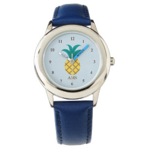Montre Monogramme ananas enfants bleu