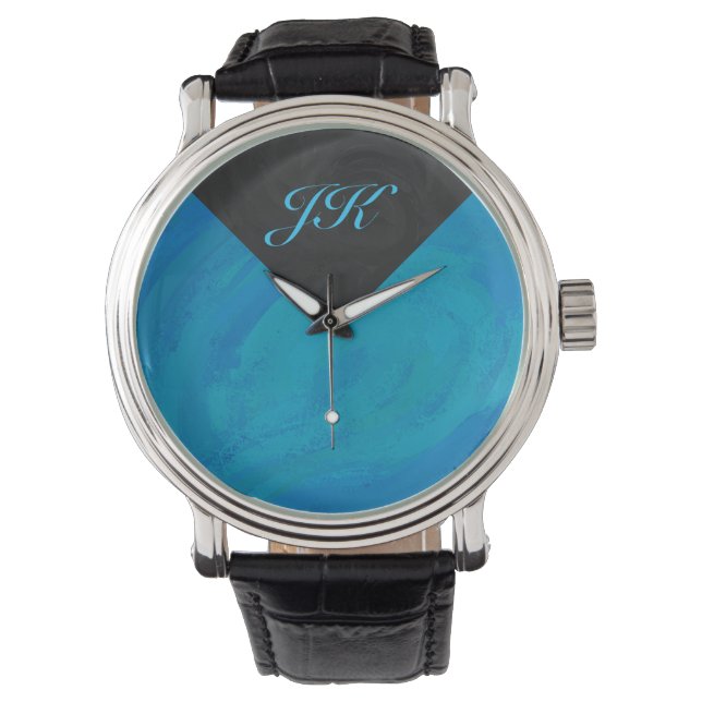 Montre Monogramme bleu océan et noir (devant)
