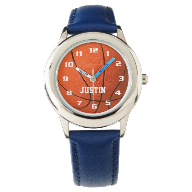 Montre Monogramme cool avec nom Awesome fun Basketball (devant)