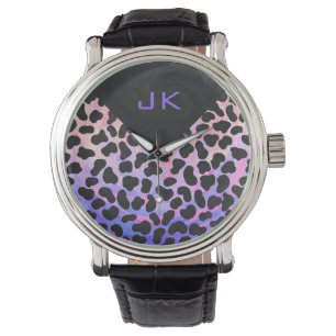 Montre Monogramme Dalmatien noir et rose