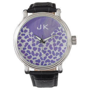 Montre Monogramme Dalmatien violet et blanc
