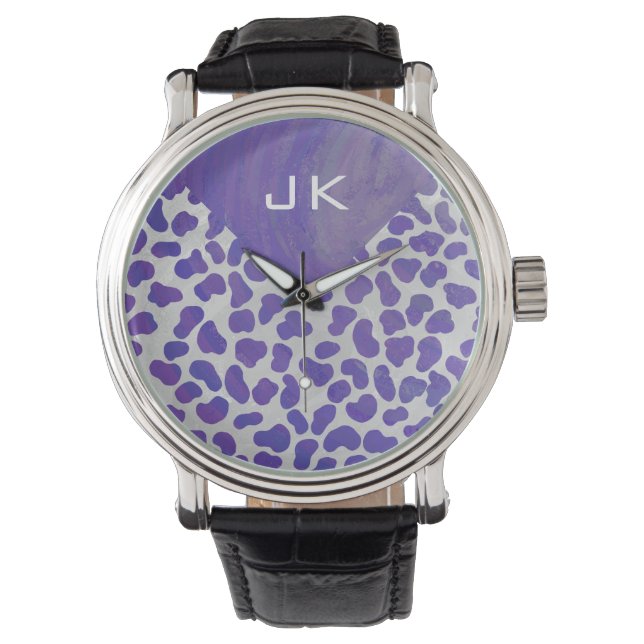 Montre Monogramme Dalmatien violet et blanc (devant)