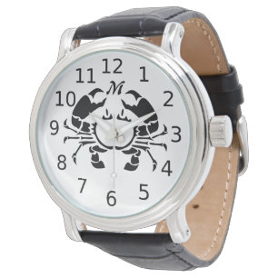 Montre Monogramme de crabe en forme de crayon noir