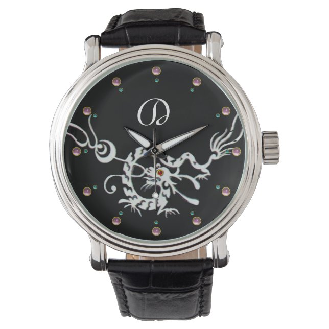 MONTRE MONOGRAMME DE DRAGON DE MER BLANCHE NOIRE (devant)