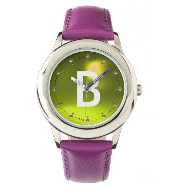 MONTRE MONOGRAMME DE JAUNE IMPRIMÉ TOPAZ (devant)