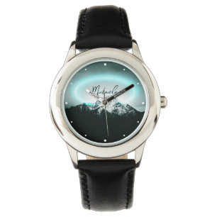 Montre Monogramme de lumière de néon bleu mystérieux de m