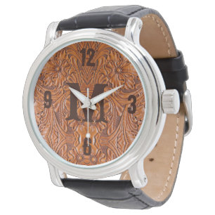 Montre monogramme de mariage campagnard occidental rustiq