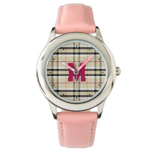 Montre Monogramme de mode préppie beige personnalisé