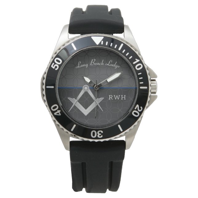 Montre Monogramme de sport gris et noir Monographie maçon (devant)