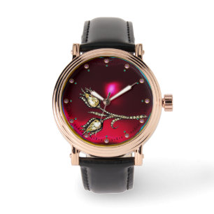 Montre MONOGRAMME DE TULIPS EN DIAMANT IMPRIMÉ, Gemmes en