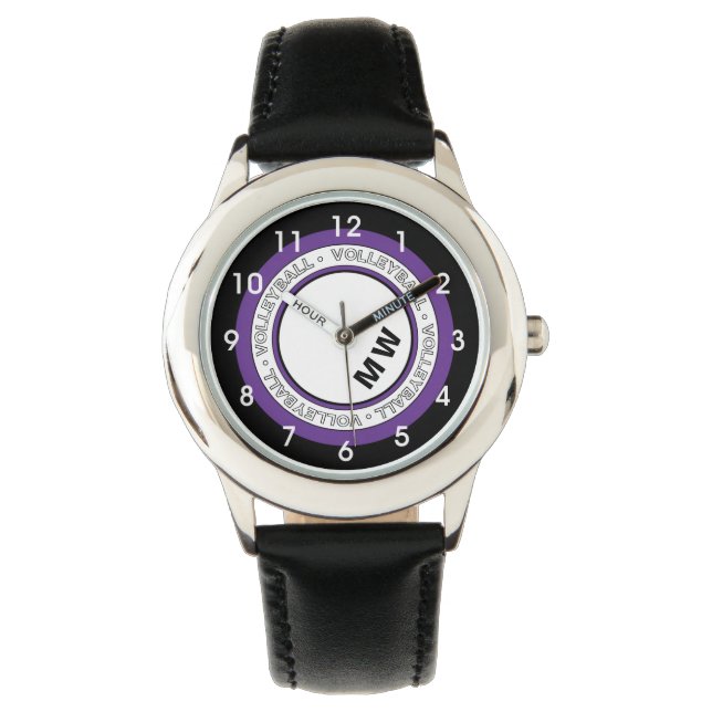 Montre Monogramme de volleyball Monographie pour enfant (devant)