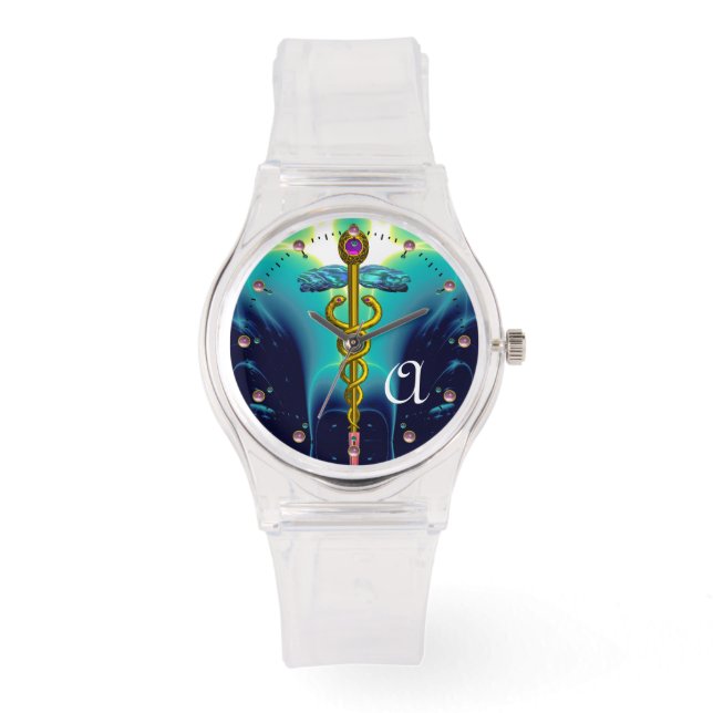 Montre MONOGRAMME D'OR, Bleu d'Aqua, Turquoise (Recto)