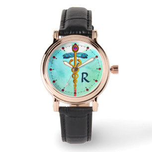 Montre MONOGRAMME D'OR, Bleu d'Aqua, Vert Turquoise