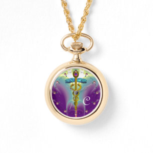 Montre MONOGRAMME D'OR CADUCÉ, Vert pourpre