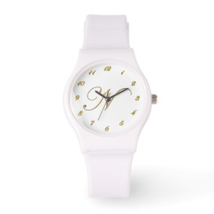 Montre Monogramme d'or Monographie initiale N avec chiffr
