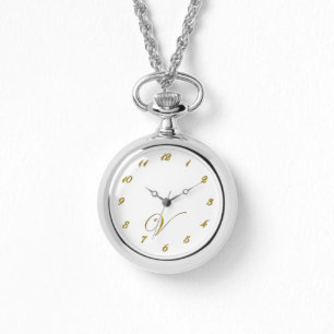 Montre Monogramme d'or Monographie V initiale avec chiffr