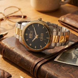 Montre Monogramme élégant en or pour le 40e anniversaire 