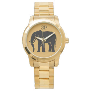 Montre Monogramme Eléphant noir africain sur Arrière - 