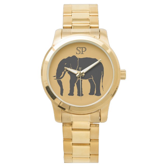 Montre Monogramme Eléphant noir africain sur Arrière - pl (devant)