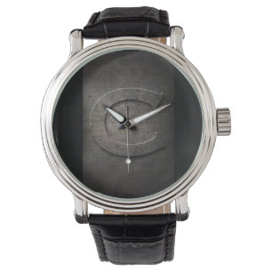 Montre Monogramme en métal noir rustique C