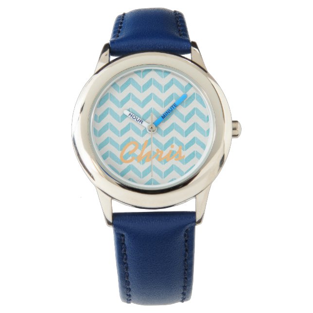 Montre Monogramme en pastel chic de coutume de Chevron de (devant)