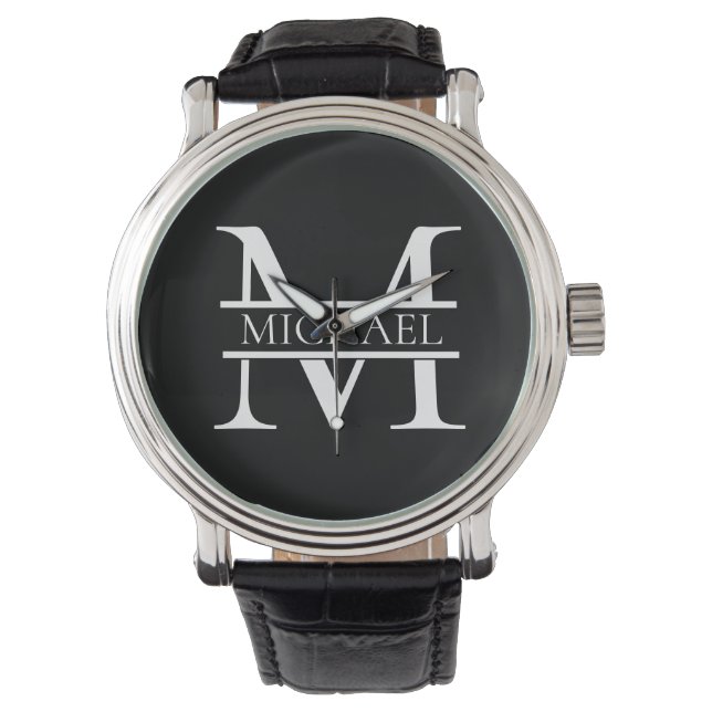 Montre Monogramme et nom élégants personnalisés (devant)