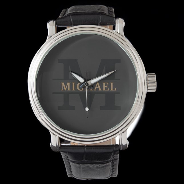 Montre Monogramme et nom élégants personnalisés (Créateur téléchargé)