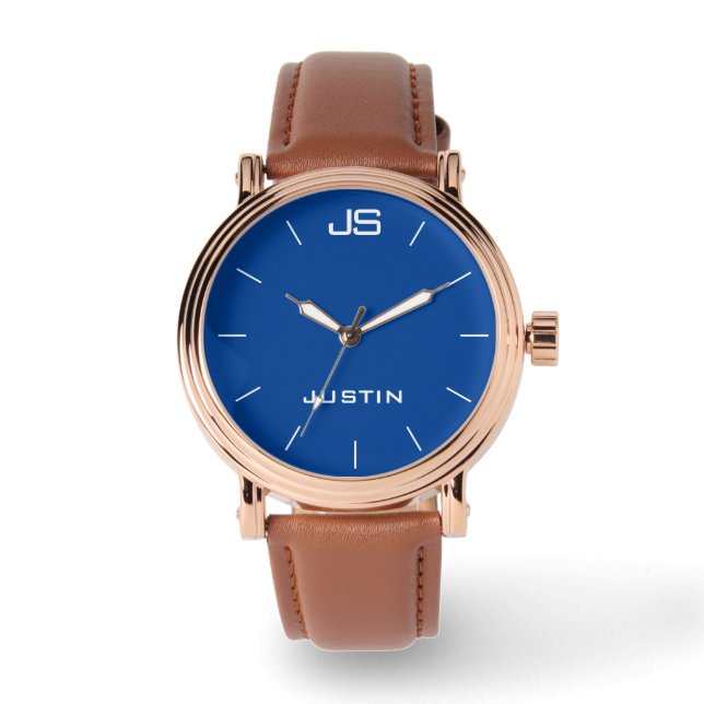 Montre Monogramme et nom Rose Gold bracelet Brown pour ho (Recto)