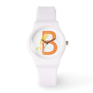 Montre monogramme floral B lettre majuscule