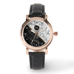 Montre Monogramme Garde personnelle Marque noir blanc